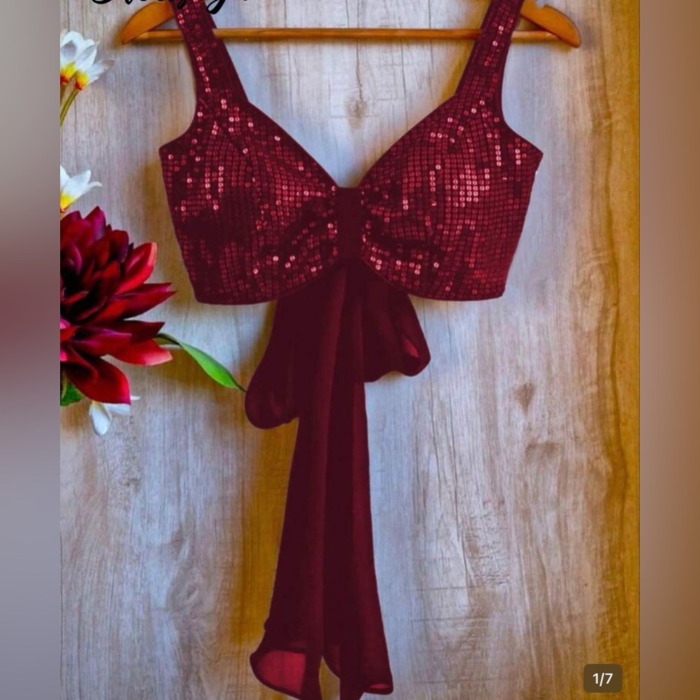Sequin Burgundy Crop Top